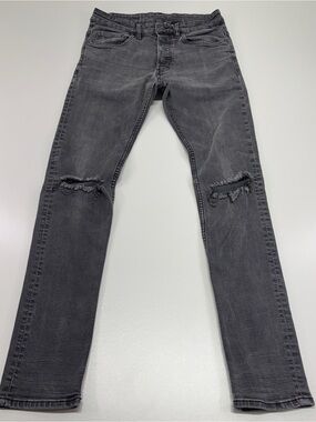 H&M Divided Gray Distressed Skinny Jeans Button Fly Y2K Women’s 30x32